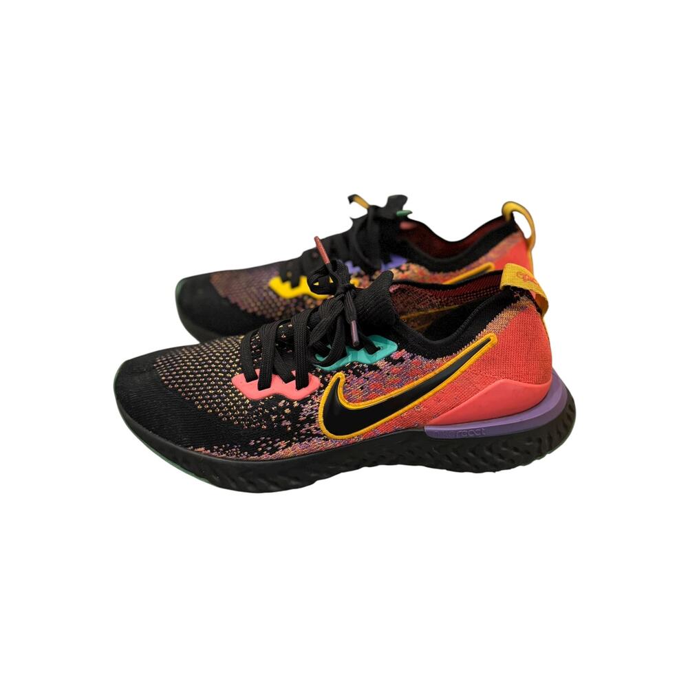 Nike Epic React Flyknit 2 Black Ember Glow Multicolor Women’s 10 CK0818-001 - Picture 2 of 7